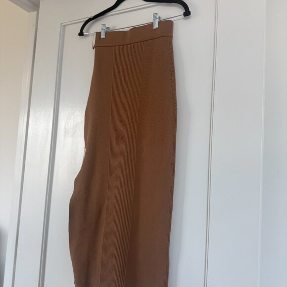 NWT Nicholas Mariana Midi Skirt In Nude Rib Knit Asymmetrical Crystal Fringe XS - Picture 9 of 10